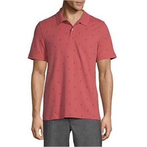 men 2xl stretch red anchor collared polo shirt